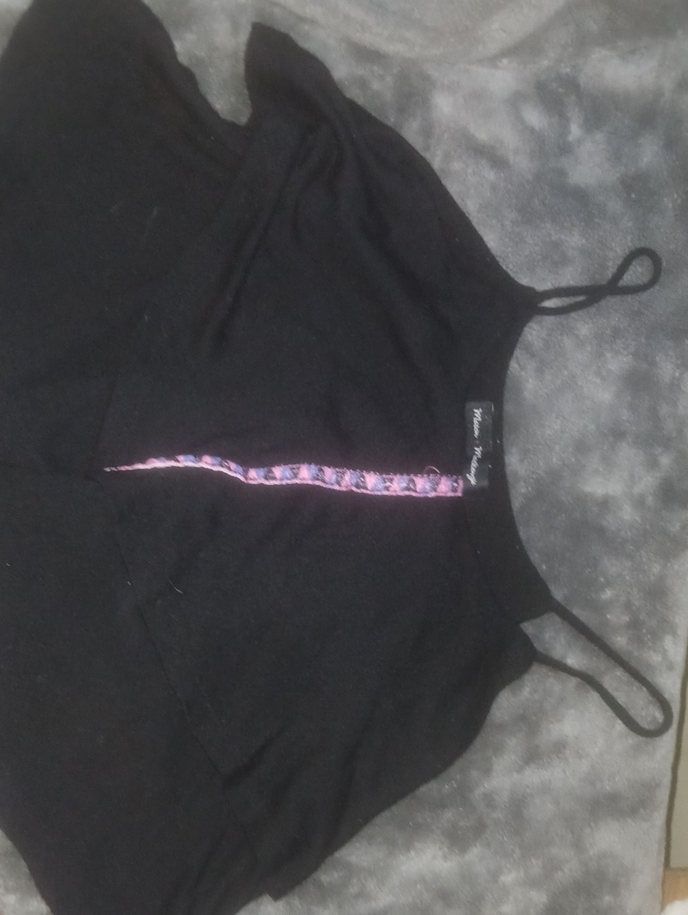 Women’s Black Crop Top with Pink Sequin Detail